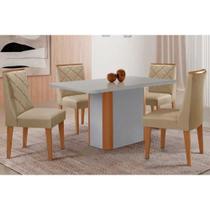 Conjunto Sala de Jantar Pietá c/ Tampo Madeirado c/ Vidro Canto Curvo 120x80cm e 4 Cadeiras Pietá Madeira Maciça Naturale/Off White - Capuccino/Linho Conjunto Sala de Jantar Pietá c/ Tampo Madeirado c/ Vidro Canto Curvo 120x80cm e 4 Cadeiras Pietá Madeira Maciça Naturale/Off White - Capuccino/Linho