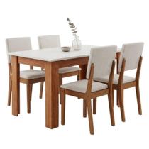 Conjunto Sala de Jantar Place Mesa 1,10m 4 Lugares com Cadeiras Linda Off White e Bege Viero Móveis Conjunto Sala de Jantar Place Mesa 1,10m 4 Lugares com Cadeiras Linda Off White e Bege Viero Móveis