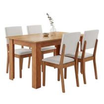 Conjunto Sala de Jantar Place Mesa 1,10m 4 Lugares Tampo MDP Madeirado e Bege Viero Móveis Conjunto Sala de Jantar Place Mesa 1,10m 4 Lugares Tampo MDP Madeirado e Bege Viero Móveis