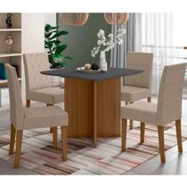 Conjunto Sala De Jantar Quadrada Mesa Helo 90cm E 04 Cadeiras Jade Carvalho E Grafite Conjunto Sala De Jantar Quadrada Mesa Helo 90cm E 04 Cadeiras Jade Carvalho E Grafite