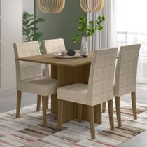 Conjunto Sala de Jantar Retangular Mesa Helo 120cm e 04 Cadeiras Josi Poliman Móveis