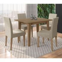 Conjunto Sala de Jantar Retangular Mesa Kate 120cm e 04 Cadeiras Josi Poliman Móveis
