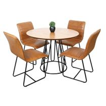 Conjunto Sala de Jantar Rubi Cinamomo com 4 Cadeiras Cristal Couro Caramelo Base Preto Conjunto Sala de Jantar Rubi Cinamomo com 4 Cadeiras Cristal Couro Caramelo Base Preto