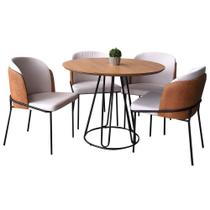 Conjunto Sala de Jantar Rubi Cinamono 1,20 M com 4 Cadeiras Aurora em Metal Preto Conjunto Sala de Jantar Rubi Cinamono 1,20 M com 4 Cadeiras Aurora em Metal Preto