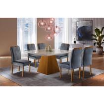 Conjunto Sala de Jantar Rubi Mesa Quadrada 135cm e 6 Cadeiras Madeira Maciça Veludo Móveis Mundial Conjunto Sala de Jantar Rubi Mesa Quadrada 135cm e 6 Cadeiras Madeira Maciça Veludo Móveis Mundial