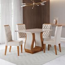 Conjunto Sala de Jantar Serenata Mesa 120x80cm e 4 Cadeiras Iza Mel/Off White/Bege - Casa Giulia Conjunto Sala de Jantar Serenata Mesa 120x80cm e 4 Cadeiras Iza Mel/Off White/Bege - Casa Giulia