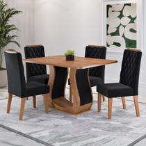 Conjunto Sala de Jantar Serenata Mesa 120x80cm e 4 Cadeiras Iza Mel/Preto - Casa Giulia Conjunto Sala de Jantar Serenata Mesa 120x80cm e 4 Cadeiras Iza Mel/Preto - Casa Giulia