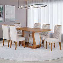 Conjunto Sala de Jantar Serenata Mesa 160x80cm e 6 Cadeiras Iza Mel/Bege - Casa Giulia Conjunto Sala de Jantar Serenata Mesa 160x80cm e 6 Cadeiras Iza Mel/Bege - Casa Giulia