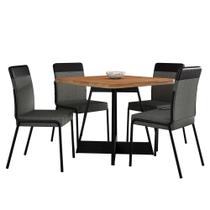 Conjunto Sala de Jantar Seul 4 Cadeiras Carraro Grafite/Preto/Nogal Conjunto Sala de Jantar Seul 4 Cadeiras Carraro Grafite/Preto/Nogal