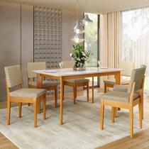 Conjunto Sala de Jantar Siera 6 Lugares Retangular Madeira Maciça Miami