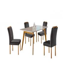 Conjunto Sala de Jantar Slim 4 Lugares Lorena Mesa e Cadeiras Madeira Maciça Veludo Móveis Mundial