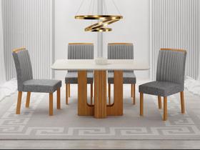 Conjunto Sala de Jantar Sofia 1,20m tampo vidro off com 4 Cadeiras Jade Conjunto Sala de Jantar Sofia 1,20m tampo vidro off com 4 Cadeiras Jade