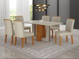 Conjunto Sala de Jantar Sofia 1,80m tampo vidro off com 6 Cadeiras Jade Conjunto Sala de Jantar Sofia 1,80m tampo vidro off com 6 Cadeiras Jade