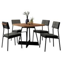 Conjunto Sala de Jantar Sydney 4 Cadeiras Carraro Grafite/Preto/Nogal Conjunto Sala de Jantar Sydney 4 Cadeiras Carraro Grafite/Preto/Nogal
