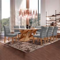 Conjunto Sala de Jantar Tampo 200x90cm Vidro/MDF Genova com 8 Cadeiras Smart Plus