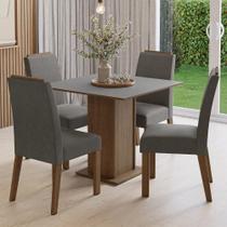 Conjunto Sala De Jantar Tampo De Madeira 4 Cadeiras Rustic/cinza/silver Aspen Madesa Conjunto Sala De Jantar Tampo De Madeira 4 Cadeiras Rustic/cinza/silver Aspen Madesa