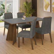 Conjunto Sala de Jantar Tampo de Madeira 4 Cadeiras Rustic/Cinza/Silver Tulum Madesa