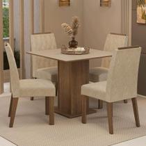 Conjunto Sala De Jantar Tampo De Madeira 4 Cadeiras Rustic/crema/imperial Cannes Madesa
