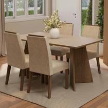 Conjunto Sala de Jantar Tampo de Madeira 4 Cadeiras Rustic/Crema/Imperial Évora Madesa Conjunto Sala de Jantar Tampo de Madeira 4 Cadeiras Rustic/Crema/Imperial Évora Madesa