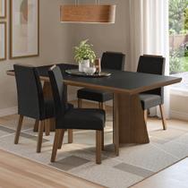 Conjunto Sala de Jantar Tampo de Madeira 4 Cadeiras Rustic/Preto/Oxford Arles Madesa