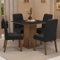 Conjunto Sala de Jantar Tampo de Madeira 4 Cadeiras Rustic/Preto/Oxford Cannes Madesa