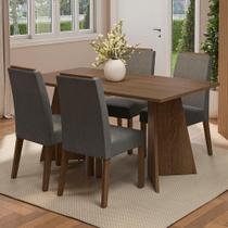 Conjunto Sala de Jantar Tampo de Madeira 4 Cadeiras Rustic/Silver Évora Madesa Conjunto Sala de Jantar Tampo de Madeira 4 Cadeiras Rustic/Silver Évora Madesa