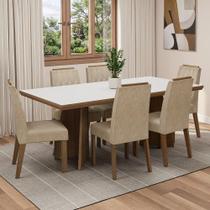 Conjunto Sala de Jantar Tampo de Madeira 6 Cadeiras Rustic/Branco/Imperial Sarlat Madesa