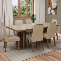 Conjunto Sala de Jantar Tampo de Madeira 6 Cadeiras Rustic/Cinza/Imperial Sarlat Madesa