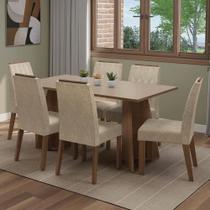 Conjunto Sala de Jantar Tampo de Madeira 6 Cadeiras Rustic/Crema/Imperial Leon Madesa