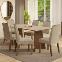 Conjunto Sala de Jantar Tampo de Madeira 6 Cadeiras Rustic/Crema/Imperial York Madesa