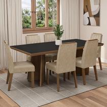 Conjunto Sala de Jantar Tampo de Madeira 6 Cadeiras Rustic/Preto/Imperial Sarlat Madesa