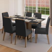 Conjunto Sala de Jantar Tampo de Madeira 6 Cadeiras Rustic/Preto/Oxford Bosque Madesa