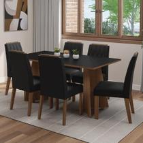 Conjunto Sala De Jantar Tampo De Madeira 6 Cadeiras Rustic/preto/oxford Leon Madesa Conjunto Sala De Jantar Tampo De Madeira 6 Cadeiras Rustic/preto/oxford Leon Madesa