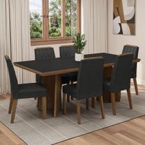Conjunto Sala de Jantar Tampo de Madeira 6 Cadeiras Rustic/Preto/Oxford Sarlat Madesa