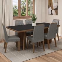 Conjunto Sala de Jantar Tampo de Madeira 6 Cadeiras Rustic/Preto/Silver Sarlat Madesa