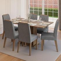 Conjunto Sala de Jantar Tampo de Madeira 6 Cadeiras Rustic/Silver Bosque Madesa