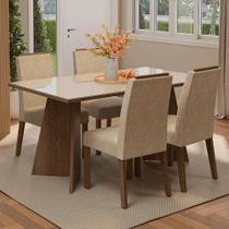 Conjunto Sala de Jantar Tampo de Vidro 4 Cadeiras Rustic/Crema/Imperial Braga Madesa