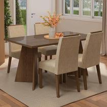 Conjunto Sala de Jantar Tampo de Vidro 4 Cadeiras Rustic/Imperial Braga Madesa