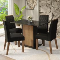 Conjunto Sala de Jantar Tampo de Vidro 4 Cadeiras Rustic/Preto/Oxford Pitanga Madesa Conjunto Sala de Jantar Tampo de Vidro 4 Cadeiras Rustic/Preto/Oxford Pitanga Madesa