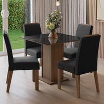 Conjunto Sala De Jantar Tampo De Vidro 4 Cadeiras Rustic/preto/oxford Sines Madesa Conjunto Sala De Jantar Tampo De Vidro 4 Cadeiras Rustic/preto/oxford Sines Madesa