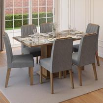 Conjunto Sala de Jantar Tampo de Vidro 6 Cadeiras Azaleia Madesa