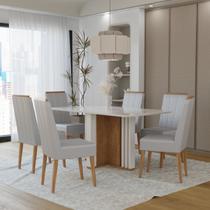 Conjunto Sala de Jantar Tampo de Vidro 6 Cadeiras Madeira Maciça Eucalipto Londres Yescasa Cinza/Inovata/Oliva Bege Claro Conjunto Sala de Jantar Tampo de Vidro 6 Cadeiras Madeira Maciça Eucalipto Londres Yescasa Cinza/Inovata/Oliva Bege Claro