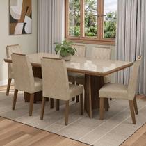 Conjunto Sala de Jantar Tampo de Vidro 6 Cadeiras Rustic/Cinza/Imperial Pienza Madesa