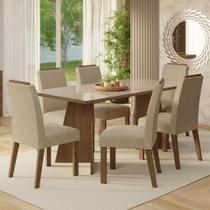 Conjunto Sala De Jantar Tampo De Vidro 6 Cadeiras Rustic/crema/imperial Amalfi Madesa