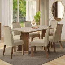Conjunto Sala de Jantar Tampo de Vidro 6 Cadeiras Rustic/Crema/Imperial Siena Madesa Conjunto Sala de Jantar Tampo de Vidro 6 Cadeiras Rustic/Crema/Imperial Siena Madesa