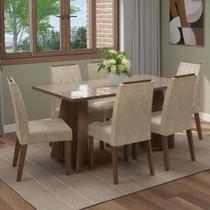 Conjunto Sala De Jantar Tampo De Vidro 6 Cadeiras Rustic/crema/imperial Sintra Madesa