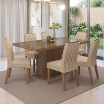 Conjunto Sala de Jantar Tampo de Vidro 6 Cadeiras Rustic/Imperial Colmar Madesa