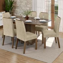 Conjunto Sala de Jantar Tampo de Vidro 6 Cadeiras Rustic/Imperial Dália Madesa Conjunto Sala de Jantar Tampo de Vidro 6 Cadeiras Rustic/Imperial Dália Madesa