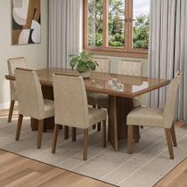 Conjunto Sala de Jantar Tampo de Vidro 6 Cadeiras Rustic/Imperial Pienza Madesa