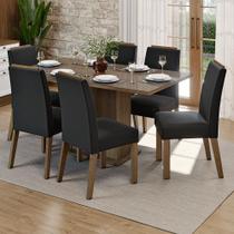 Conjunto Sala de Jantar Tampo de Vidro 6 Cadeiras Rustic/Oxford Dália Madesa Conjunto Sala de Jantar Tampo de Vidro 6 Cadeiras Rustic/Oxford Dália Madesa